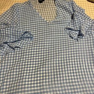 Liz Claiborne Light Blue Gingham Women’s Shirt SHEER